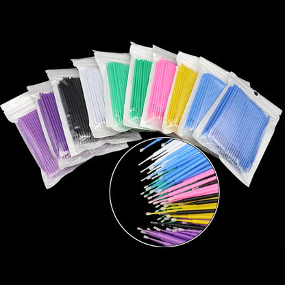 Brosses de nettoyage des cils 100PCS – Micro coton swabs pour les extensions de laash et la suppression de maquillage