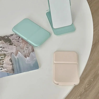 Miroir de maquillage en cuir PU pliant – Élégant miroir portatif compact pour le voyage et l'utilisation quotidienne