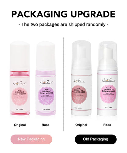 Natuhana 60ml Shampooing d'extension de cils Mousse – Mousse de nettoyage de laash pour faux cils, outil de maquillage doux et non irritant