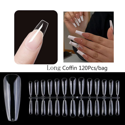 120PCS Matte Press-On Conseils d'ongles – Soft Full-Cover Almond faux ongles pour la manucure bricolage