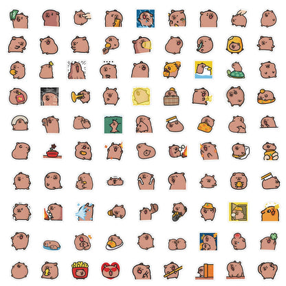Stickers Capybaras 10/50/100pcs – Découpes de dessins animés mignons pour ordinateur portable, téléphone, voiture, vélo et bricolage enfants