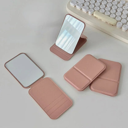 Miroir de maquillage en cuir PU pliant – Élégant miroir portatif compact pour le voyage et l'utilisation quotidienne