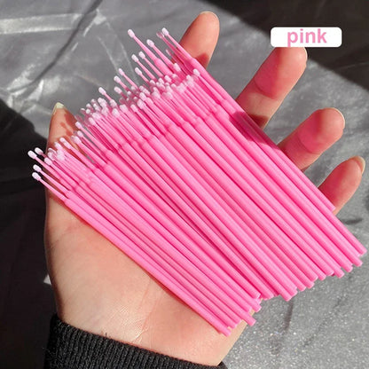 Brosses de nettoyage des cils 100PCS – Micro coton swabs pour les extensions de laash et la suppression de maquillage