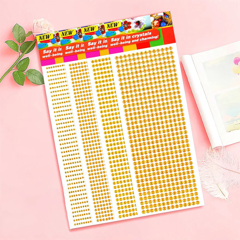 1040/900/504Pcs Stickers auto-adhésifs pour boîtiers, cartes et artisanat en cristal bricolage en strass