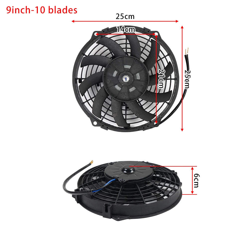 Universal 7/9/10/12/14/16 Inch 12V 80W Lame de ventilateur de refroidissement de voiture radiateur – Kit ventilateur de climatisation électrique 2100RPM