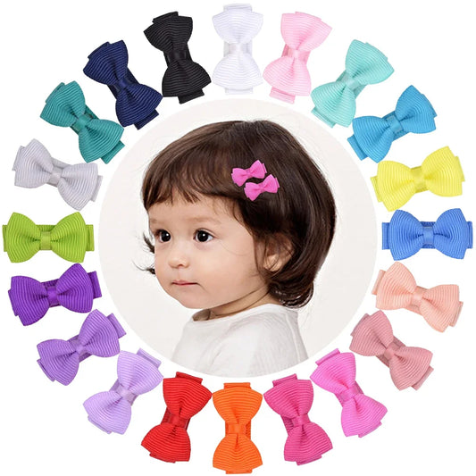 1.2 Inches Mini Hair Bows With Clip – Solid Colors Hairgrips for Kids & Baby Girl