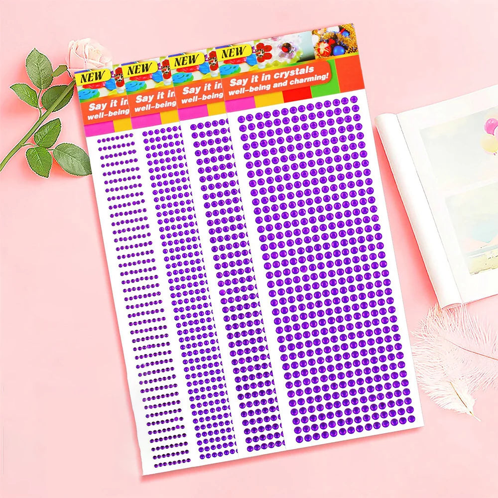 1040/900/504Pcs Stickers auto-adhésifs pour boîtiers, cartes et artisanat en cristal bricolage en strass