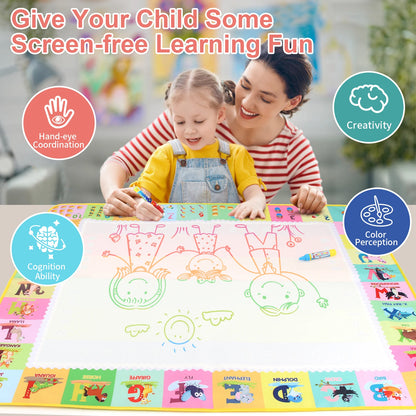 100x80CM Montessori Magic Drawing Board – Tapis de doodle réutilisable pour enfants Formation à l'art éducatif et au contrôle du stylo