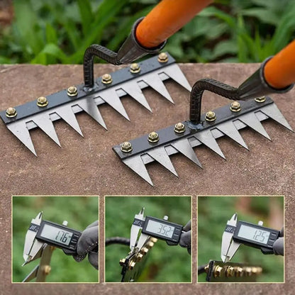 Râteau de désherbage de jardin en acier au carbone – 5/6/7/8 Outil de désherbage et d'élimination des mauvaises herbes pour l'agriculture, le jardin et l'aménagement paysager