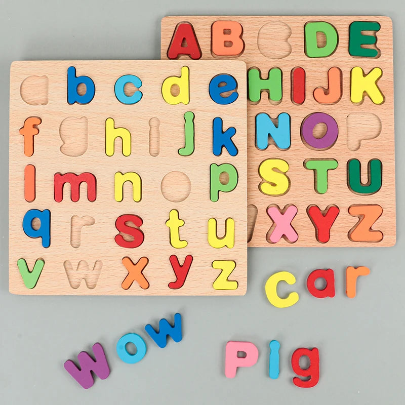 Alphabet pour enfants & Puzzle en bois – Jouet éducatif préscolaire Montessori
