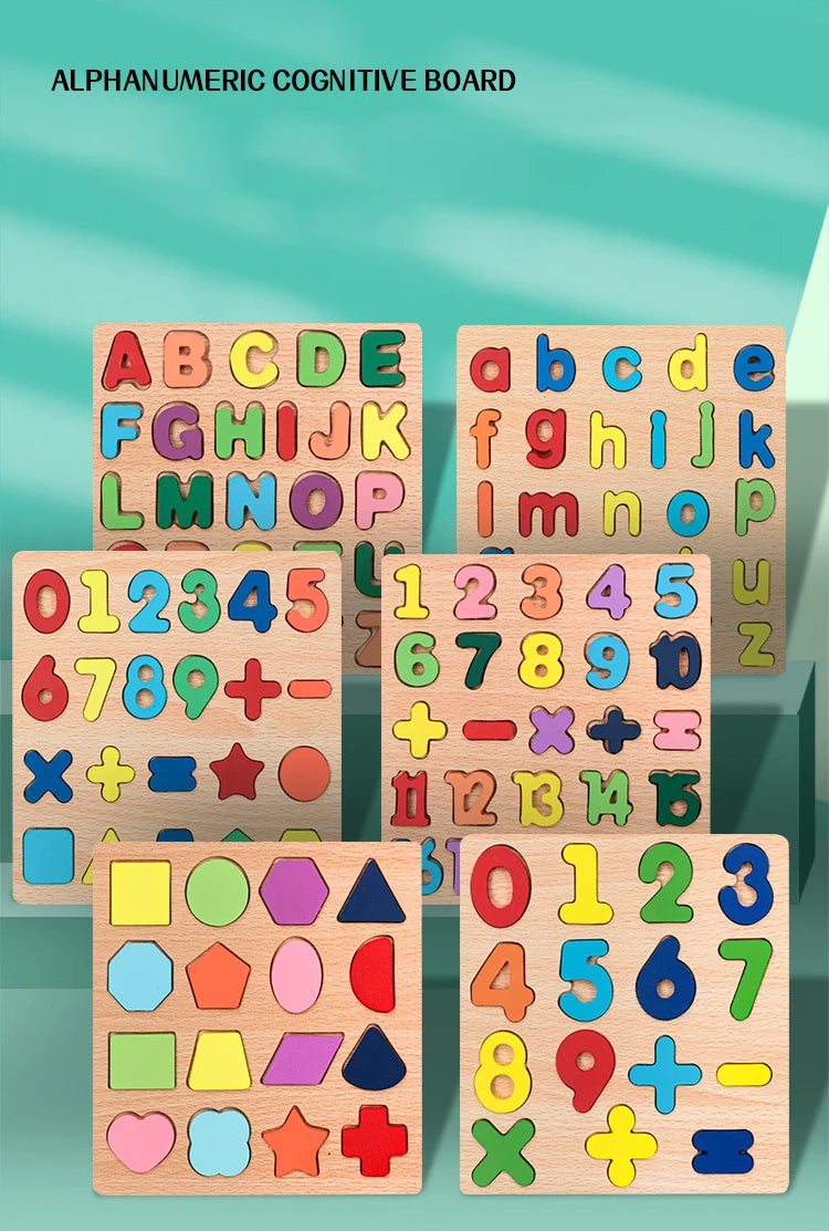 Alphabet pour enfants & Puzzle en bois – Jouet éducatif préscolaire Montessori