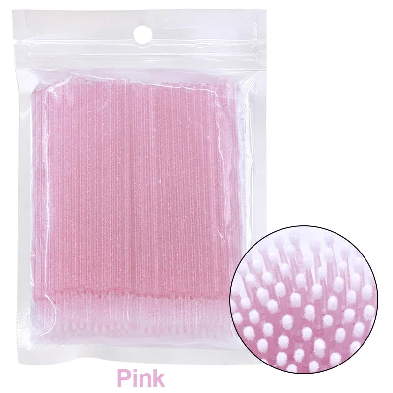 Brosses de nettoyage des cils 100PCS – Micro coton swabs pour les extensions de laash et la suppression de maquillage